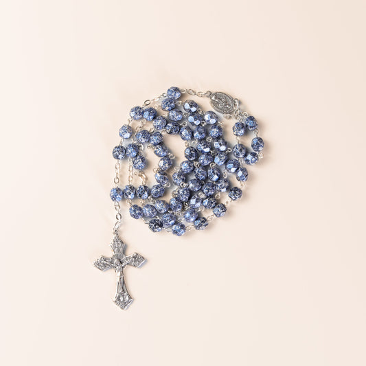 Chapelet couleur marbré bleu