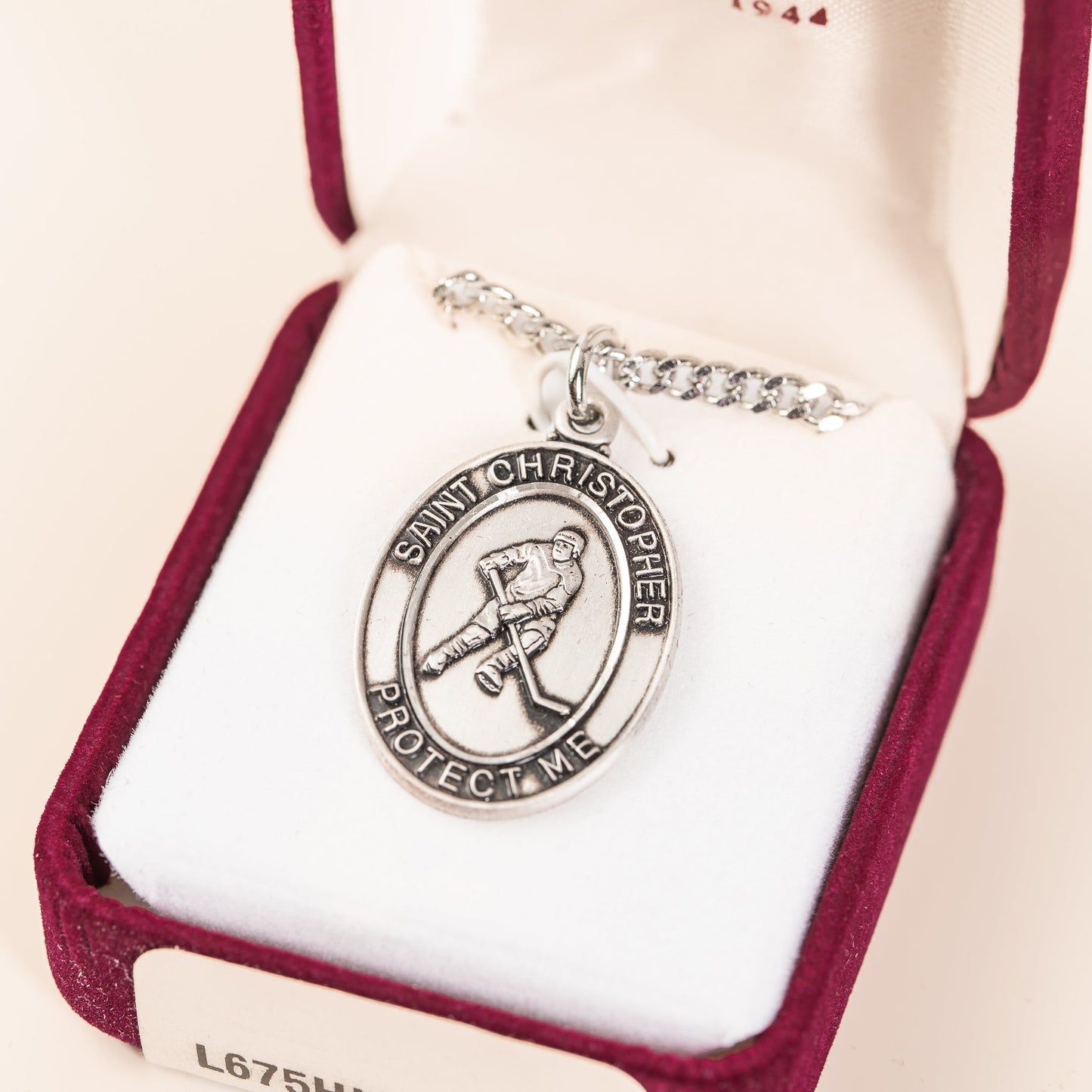 Pendentif Médaille Saint-Christophe Hockey en sterling
