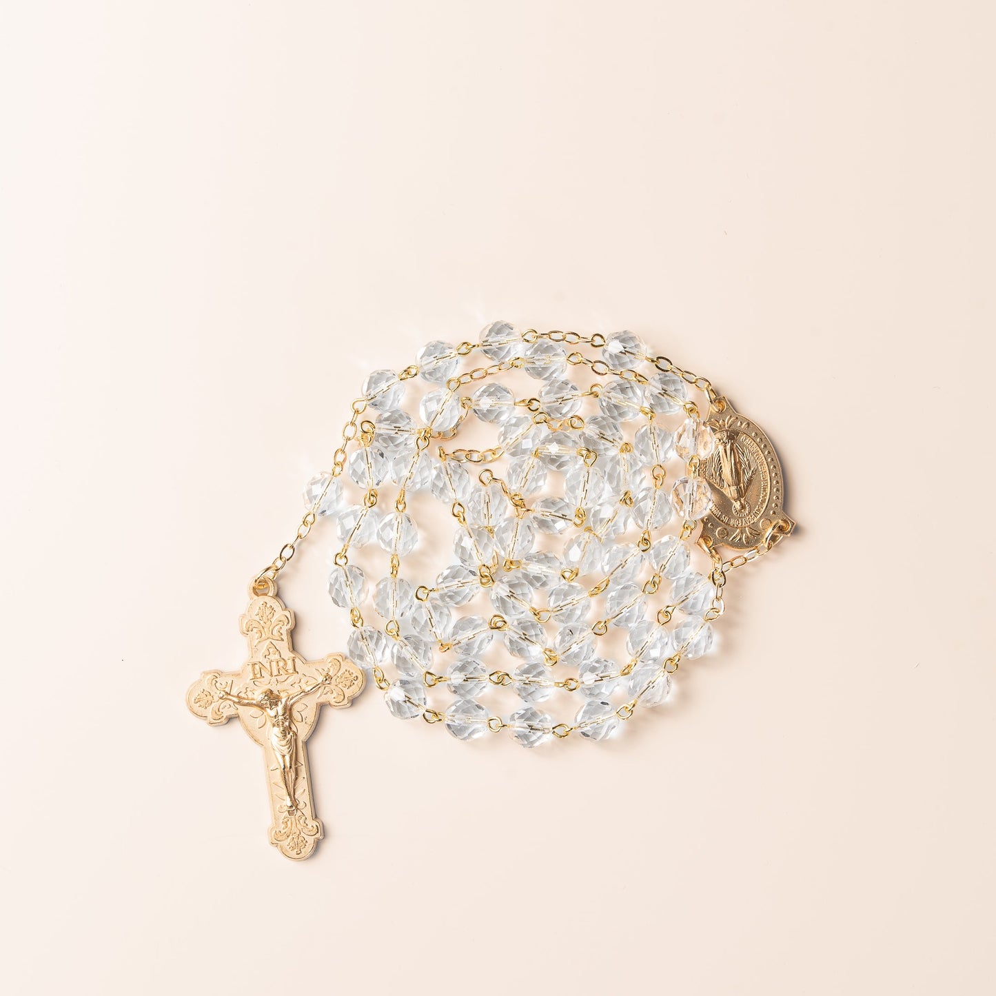 Chapelet cristal doré