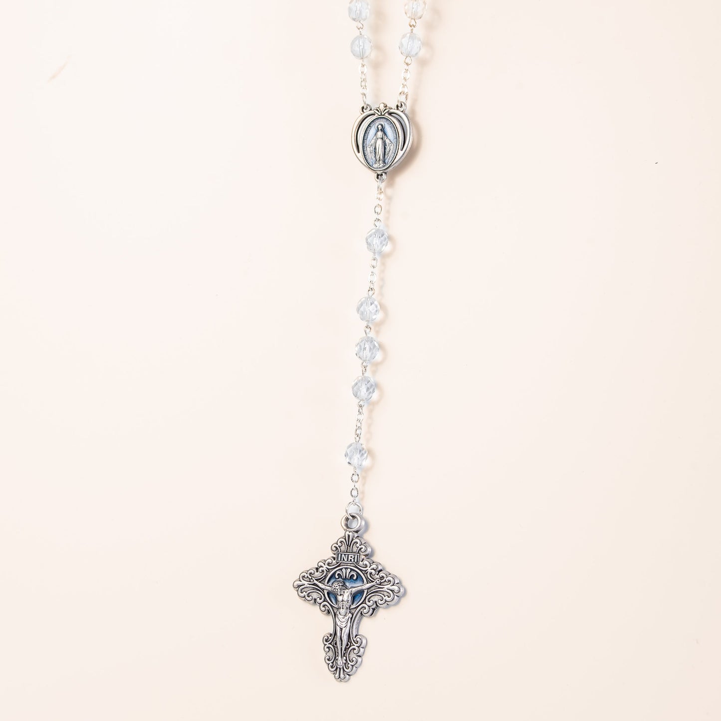 Chapelet cristal argenté