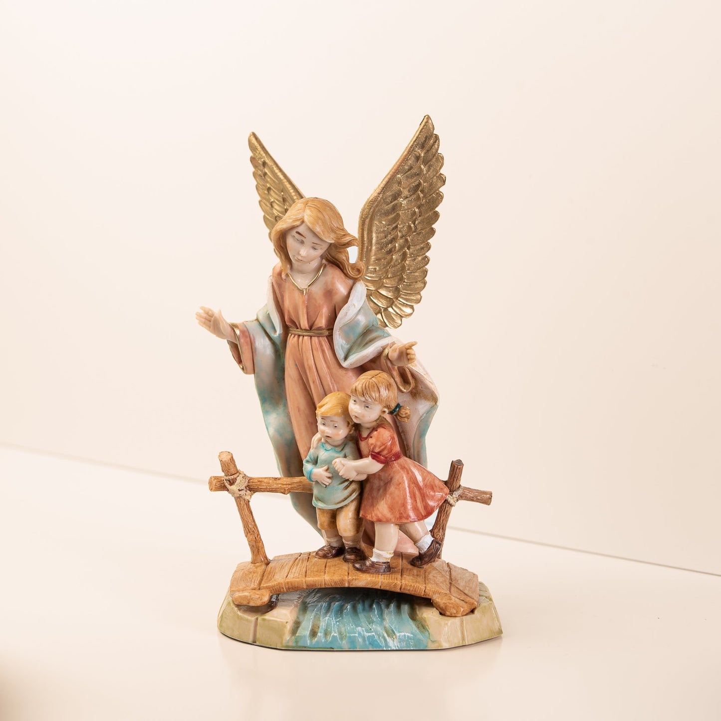Statue Fontanini Ange gardien et enfants