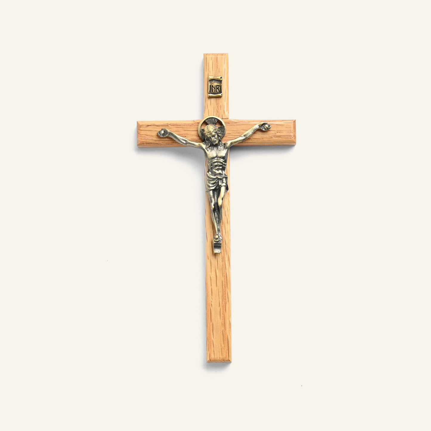 Crucifix en chêne finition bronze 16cm