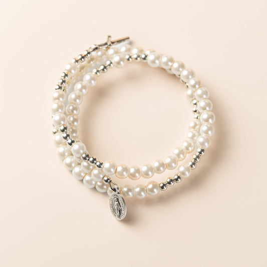 Bracelet chapelet perlé en fil de métal