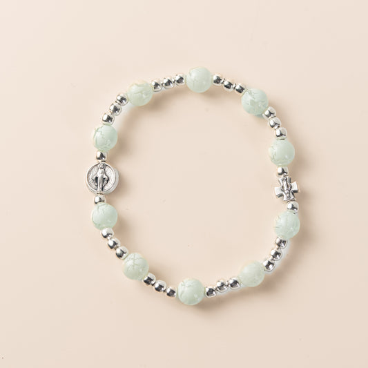 Miraculous Virgin frosted bead bracelet