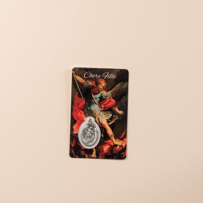 Saint Michael prayer card for girl