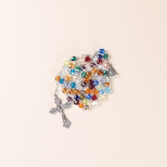 Rosary in multicolored crystal