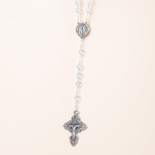 Silver crystal rosary