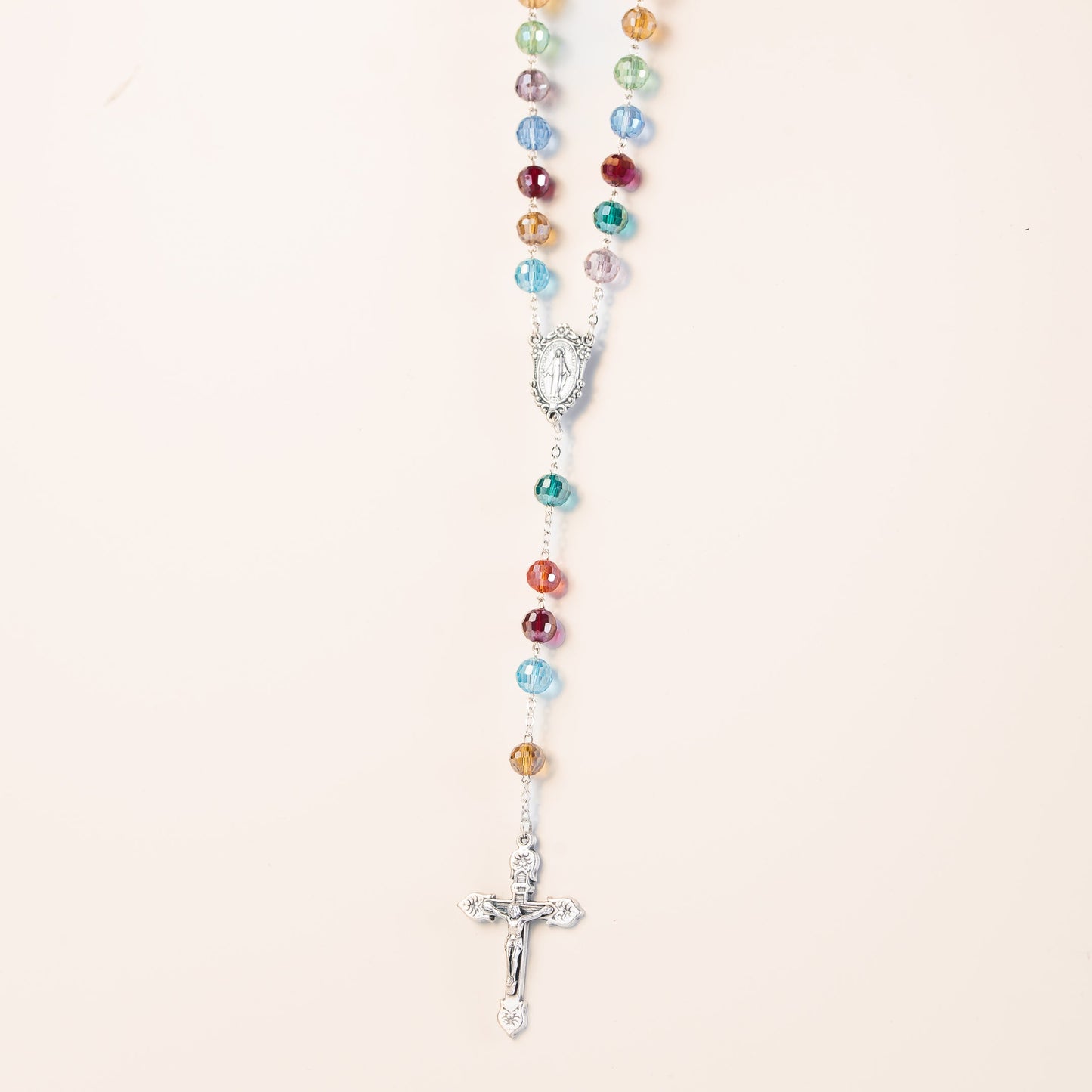 Multicolored crystal rosary