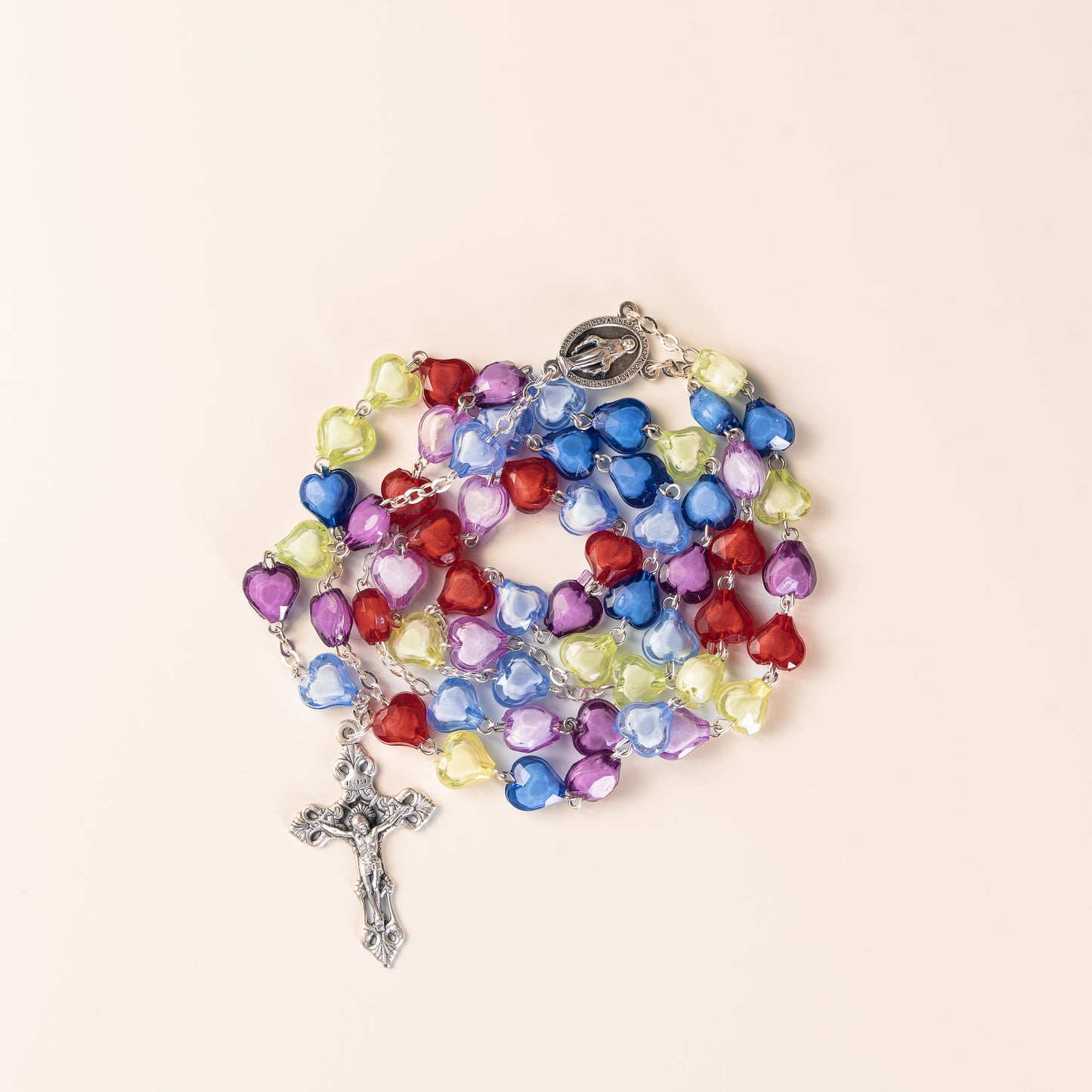 Rosary in colored hearts